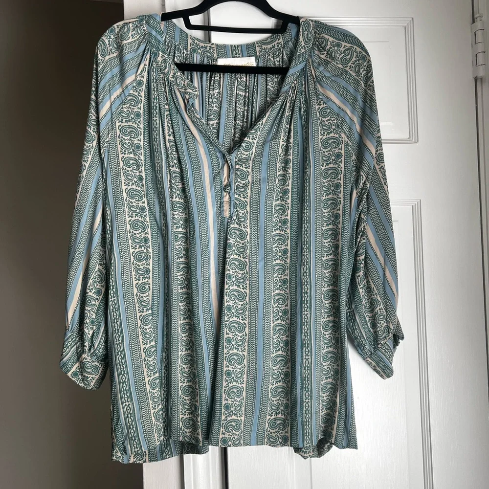 Natalie Martin Remy Paisley Striped Blouse, Large - Picture 2 of 6